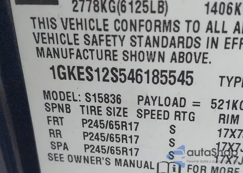 2004 GMC Envoy Xuv Sle z USA, uszkodzony, nr VIN 1GKES12S546185545